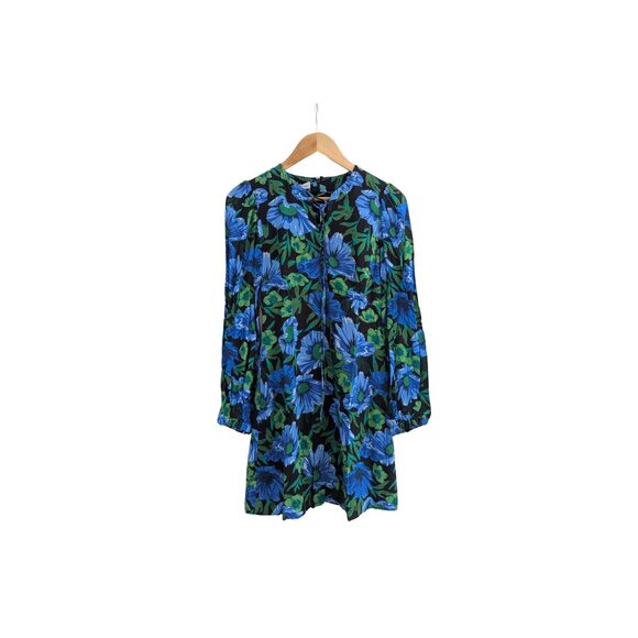 Mango Floral Mini Dress Long Sleeve Viscose Fully Lined Size XS NWT - Picture 2 of 6